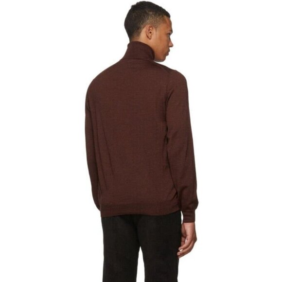 Lanvin Wool Turtleneck Knit Sweater Size XL Slim Mens Burgundy - Picture 14 of 16